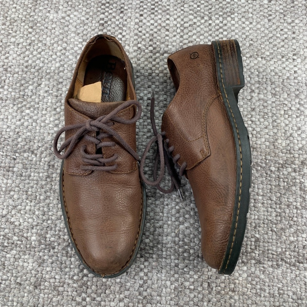 Born Oxford Shoes Mens 9 Brown Leather Lace Up Lug Sole Casual Dress